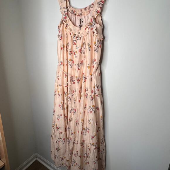 Lali Blush Pink Floral Butterfly Midi Dress Size Medium - Picture 7 of 8